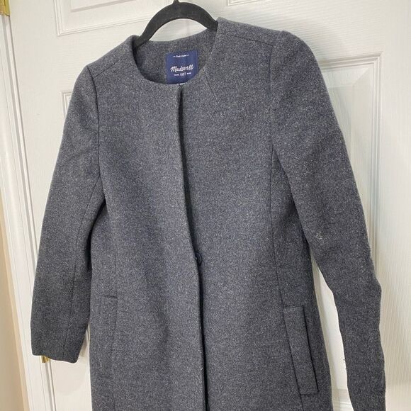 Madewell grey button front peacoat, size x small - Picture 6 of 16